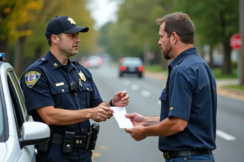 driver receiving common traffic ticket after an unintentional road violation